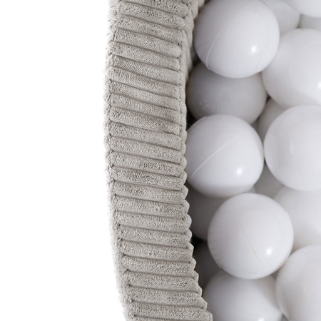 PLUSH NEST Suchy basen, 90x30 cm, okrągły, beżowy, gruby sztruks