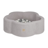 PLUSH NEST Trockenes Blumenbecken, 95x30 cm, graues Lammfell (+ 200 Kugeln silber, perlmutt, transparent), Floral Fun Zone