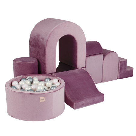 PLUSH NEST Playground Castle with pool + 150 balls, lilac , velvet