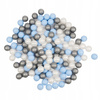 PLUSH NEST Ball pool, light gray, round, corduroy, 90x30, 200 balls: pearl, light blue, silver