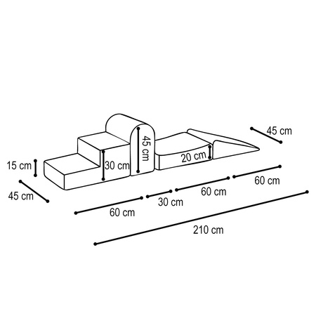 PLUSH NEST Spielplatz 4 Elemente, grau, Premium-Cord