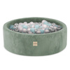 PLUSH NEST Spielplatz 3 Elemente + Trockenbecken 90x30 (+200 Bälle:pearl, pearl mint, silver), grün, Premium Cord