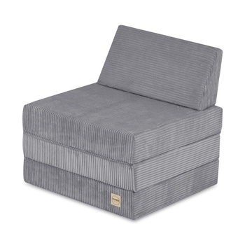 PLUSH NEST Foldie large mattress with headrest, premium gray corduroy