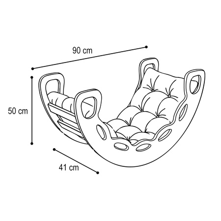 PLUSH NEST Bujak Small Rocker 4 w 1 + ścianka wspinaczkowa/zjeżdżalnia + poduszka Jasny Szary, biały Wooden Play
