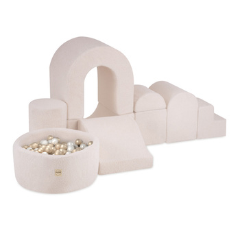 PLUSH NEST Playground Castle with pool+150 balls (pearl, gold), cream lambskin