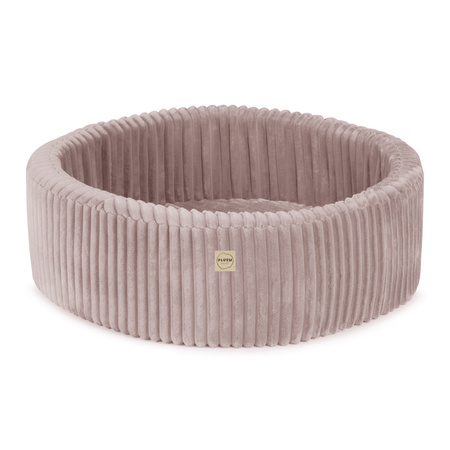PLUSH NEST Dry Pool, rund, 90x30 cm, rosa, Puffy Lamell (+200 Kugeln Perle, hellrosa Perle, gold)