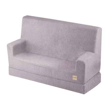 PLUSH NEST Foldie Sofa mit Armlehnen, graues Lammfell