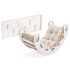 PLUSH NEST Bujak Small Rocker 4 w 1  + ścianka wspinaczkowa/zjeżdżalnia + poduszka (beżowy /złoty Velvet), biały Wooden Play