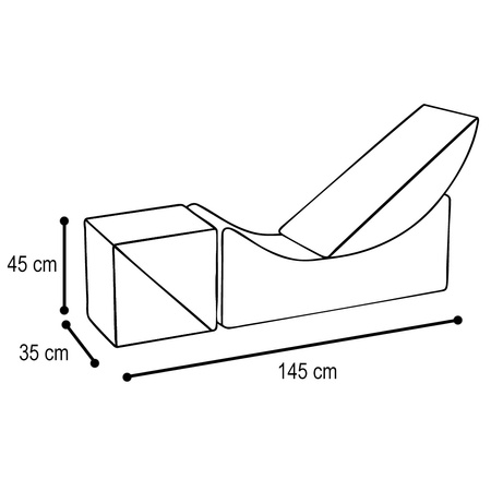 PLUSH NEST Children's chaise lounge, recliner, 145x35x45cm, premium beige corduroy