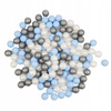 PLUSH NEST Ball pool, gray, round, velour, 90x30, 200 balls: light blue, silver, pearl