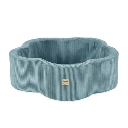 PLUSH NEST Trockenblumenpool mit Matte, 95x30, blau, Premium Cord, Floral Fun Zone, 200 Kugeln: pearl, pearl mint, silver