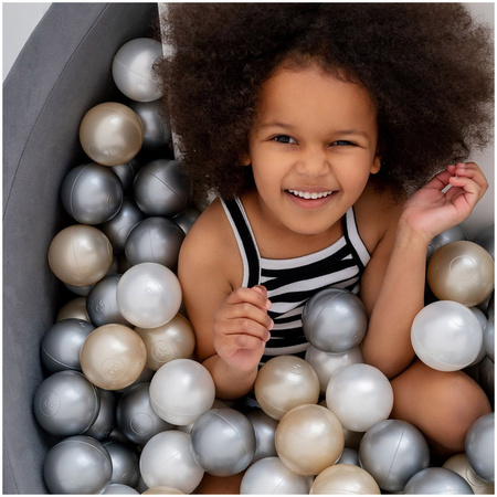 Dry pool balls, 6 cm, set of 200 pcs: pearl, transparent, silver