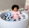 PLUSH NEST Ball Pool, light gray, round, cotton, 90x30, 200 balls: light blue, silver, pearl