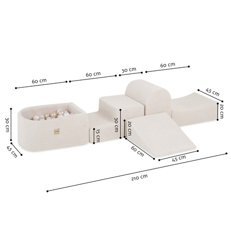 PLUSH NEST Mini-Spielplatz (+Pool und 100 Bälle), cremefarbenes Lammfell