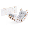 PLUSH NEST Small Rocker 4-in-1 rocker + climbing wall/slide + cushion (Velvet gray), white Wooden Play