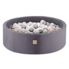 PLUSH NEST Ball pool, gray, round, velour, 90x30, 200 balls: pink, silver, pearl