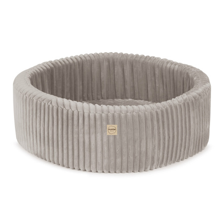 PLUSH NEST Dry pool, round, 90x30 cm, beige, Puffy Lamell (+200 pearl balls, transparent, gold)