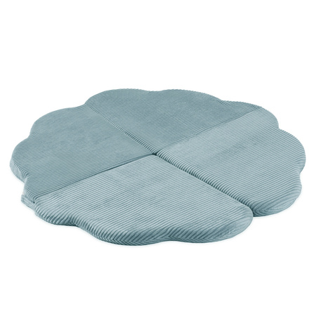 PLUSH NEST Blumenmatte, 115x115x5cm, blau, Premium-Cord, flauschige Blume