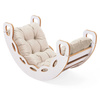 PLUSH NEST Small Rocker 4-in-1 Wippe + Kletterwand/Rutsche + Kissen (beige/gold Velvet), weiß Wooden Play