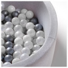 Dry pool balls, 6 cm, set of 200 pcs: pearl, transparent, silver
