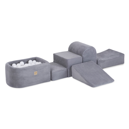 PLUSH NEST Mini playground (+basin and 100 balls ), gray , premium corduroy