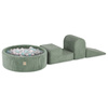 PLUSH NEST Spielplatz 3 Elemente + Trockenbecken 90x30 (+200 Bälle:pearl, pearl mint, silver), grün, Premium Cord