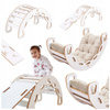 PLUSH NEST Small Rocker 4-in-1 rocker + climbing wall/slide + cushion (beige/gold Velvet), white Wooden Play