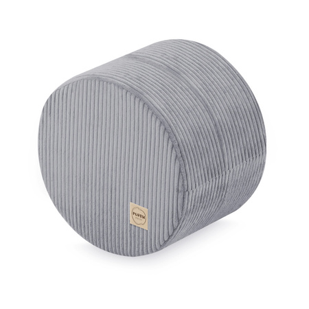 PLUSH NEST round pouf 40x30 cm, gray, premium corduroy