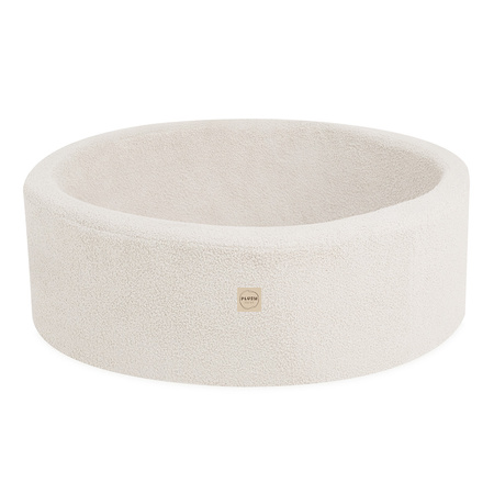 PLUSH NEST Dry pool, round, 90x30 cm, cream lamb (+ 200 balls gold, pearl, transparent)