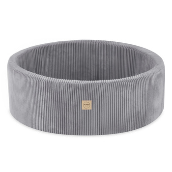 PLUSH NEST Trocken Bällebad, 90x30 cm, rund, grau, dicker Kord