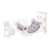 PLUSH NEST Bujak Big Rocker 6 w 1, ścianka wspinaczkowa/zjeżdżalnia, blat, krzesełko, poduszka (szary Velvet), Wooden Play