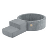 PLUSH NEST Playground Dry Pool 90x30 + step (+200 balls: pearl, silver, light blue), gray, premium corduroy