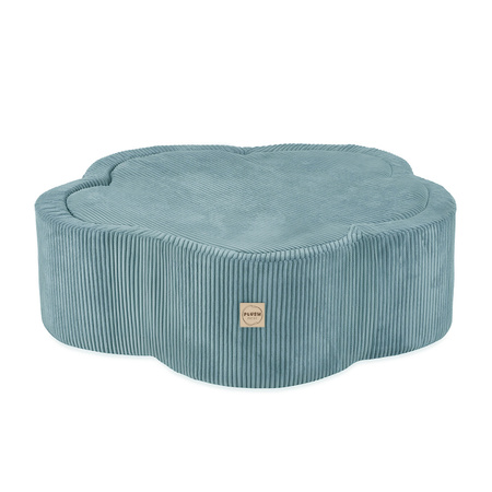 PLUSH NEST Trockenblumenpool mit Matte, 95x30, blau, Premium Cord, Floral Fun Zone, 200 Kugeln: pearl, pearl mint, silver