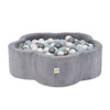 Plush Nest Dry flower pool , 95x30, gray, premium corduroy, Floral Fun Zone, 200 balls: pearl, silver, light blue