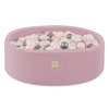 PLUSH NEST Ball pool, pink, round, cotton, 90x30, 200 balls: light pink, silver, pearl