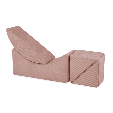 PLUSH NEST Kinderchaiselongue, Liege, 145x35x45cm, hochwertiger rosa Kord