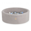 PLUSH NEST Dry pool, round, 90x30 cm, grey lamb (+ 200 balls silver, pearl, light blue)