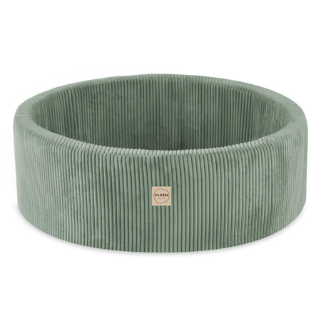 PLUSH NEST Playground 3 elements + dry pool 90x30 (+200 balls:pearl, mint pearl, silver), green, premium corduroy