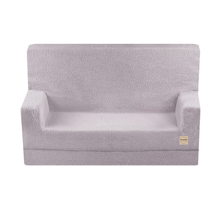 PLUSH NEST Foldie Sofa mit Armlehnen, graues Lammfell