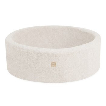 PLUSH NEST Trocken Bällebad, rund, 90x30 cm, cremefarbenes Lammfell