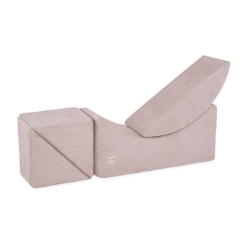 PLUSH NEST Kinderchaiselongue, Liege, 145x35x45cm, hellrosa, Premium-Cord