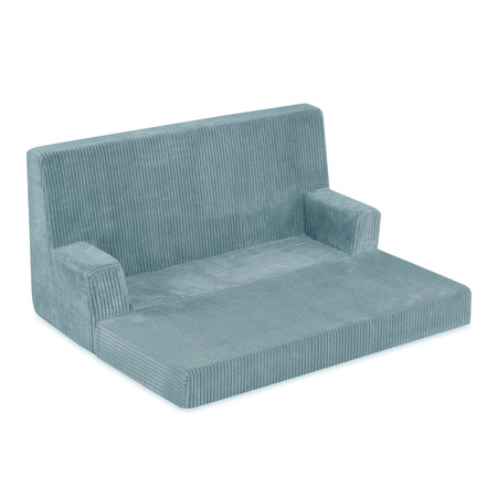 PLUSH NEST Foldie-Sofa mit Armlehnen, blauer Premium-Cord