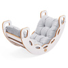 PLUSH NEST Bujak Small Rocker 4 w 1  + ścianka wspinaczkowa/zjeżdżalnia + poduszka (szary Velvet), biały Wooden Play