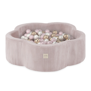 Plüsch Nest Dry Flower Pool , 95x30, hellrosa, Premium Cord, Floral Fun Zone, 200 Kugeln: Perle, hellrosa Perle, gold