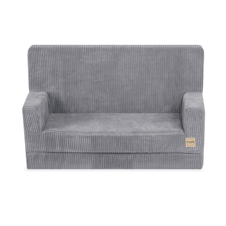 PLUSH NEST Foldie-Sofa mit Armlehnen, hochwertiger grauer Kord