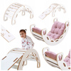 PLUSH NEST Small Rocker 4-in-1 rocker + climbing wall/slide + cushion (pink Velvet), white Wooden Play