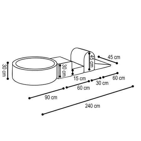 PLUSH NEST Spielplatz 3 Elemente + Trockenbecken 90x30 (+200 Kugeln: Perle, Silber, hellrosa Perle), rosa, smart