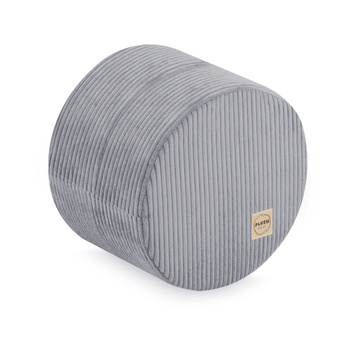 PLUSH NEST round pouf 40x30 cm, gray, premium corduroy