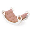 PLUSH NEST Big Rocker 6-in-1 rocker, climbing wall/slide, top, chair, cushion (beige/gold Velvet), Wooden Play