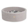 PLUSH NEST Dry pool, round, 90x30 cm, gray lamb (+ 200 balls silver, pearl, transparent)